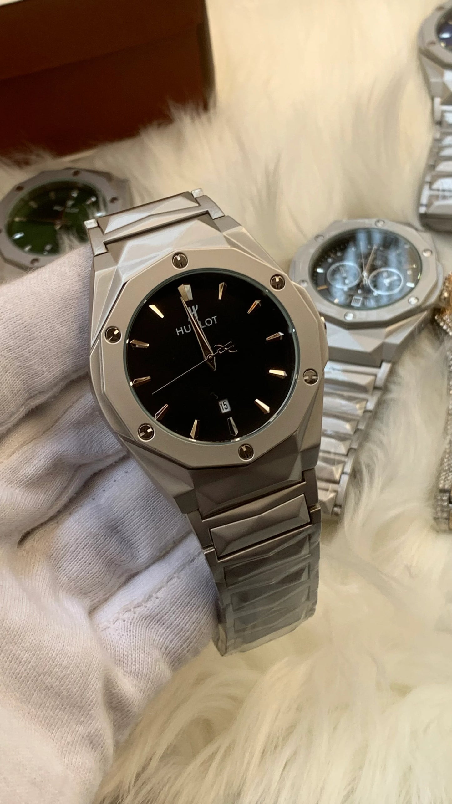 Hublot Diamond Cut Skeleton watch Available in Three Colour ....