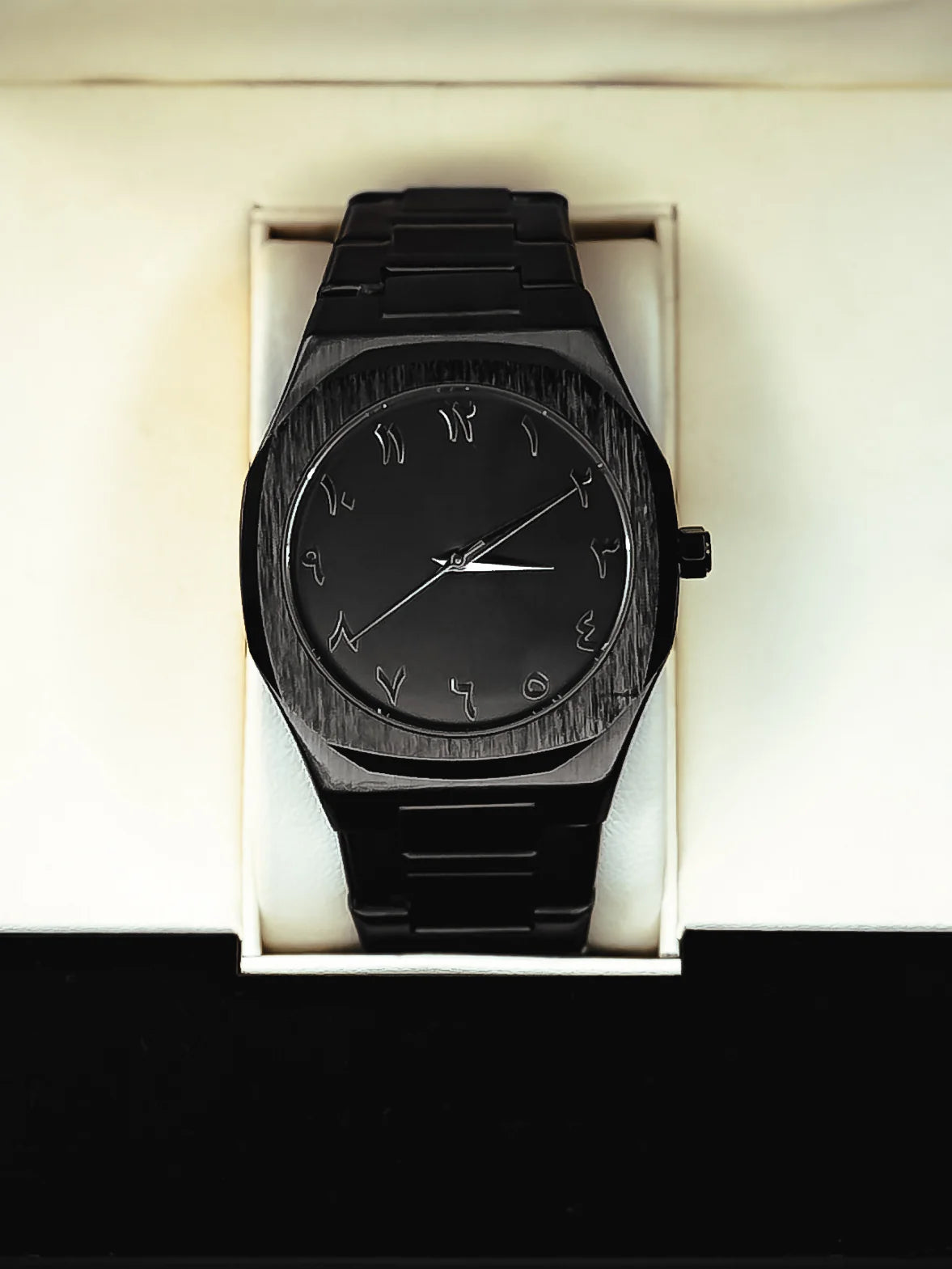 Black Arabic Aura Watch Fully Metaled Date Working Watch .