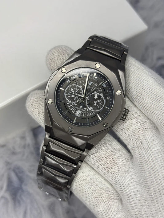 Hublot Diamond Cut Skeleton watch Available in Three Colour ....